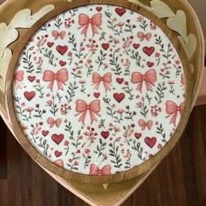 Love & Cupcakes Made in India Valentines Wooden Lazy Susan with Hearts & Bows
